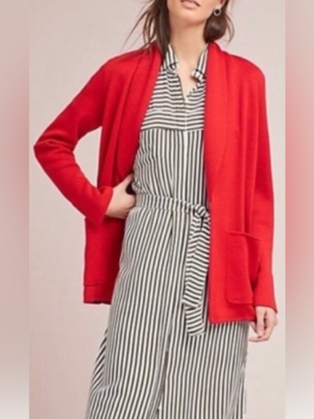 Anthropologie HWR Wool Blend Monogram Owen Blazer Cardigan M